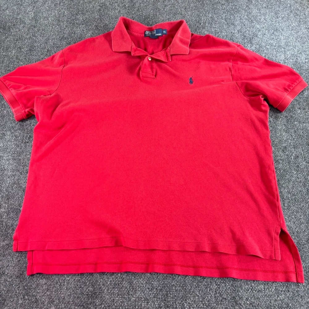 Polo Ralph‎ Lauren Polo Shirt Mens XL Red Short Sleeve Cotton Pique Pony Logo